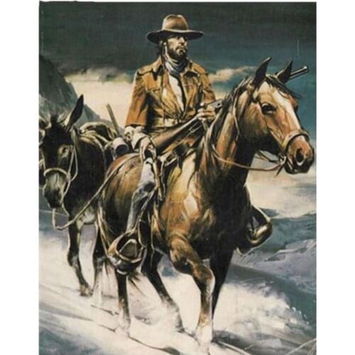 Full round Drill"horse and cowboy"5D DIY Mosaic Diamond Painting kits Embroidery Cross Stitch wall sticker home decor BY1041