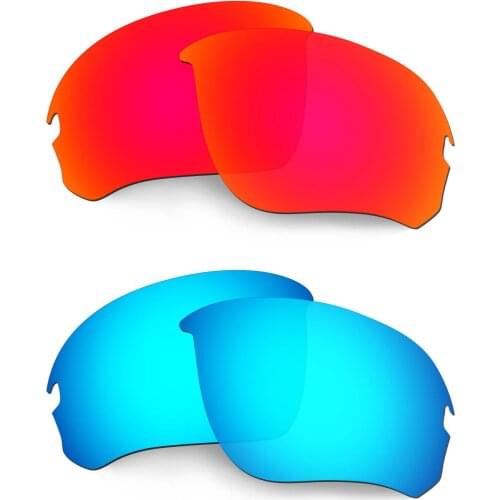 HKUCO Polarized Replacement Lenses For Flak Draft Sunglasses Red/Blue 2 Pairs
