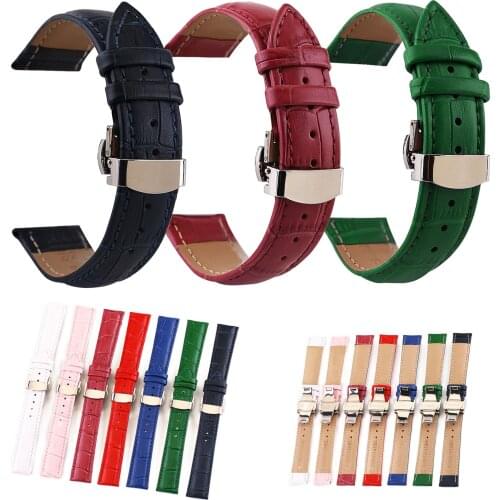 Genuine Leather Watchband Crocodile Pattern Strap 12mm 13mm 14mm 15mm 16mm 17mm 18mm 19mm 20mm 21mm 22 24mm Women Men Watch Band