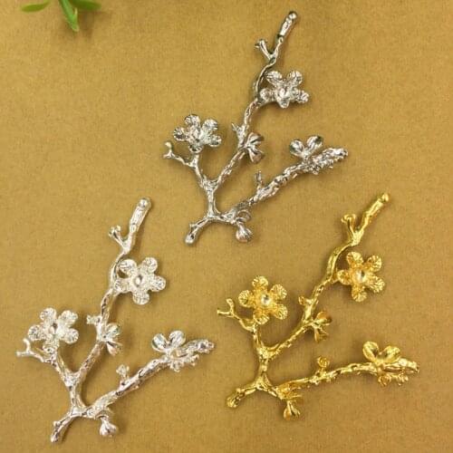 SEA MEW 20 PCS Fashion Metal Alloy Gold/Silver color Rhodium Tone Branch Flowers Connectors Charm For Jewelry Making