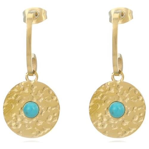 Stainless Steel Geometry Round Dangle Earrings Ropund Natural Turquoise Dangle Earrings Boho Jewelry Trendy Trinket Accessories