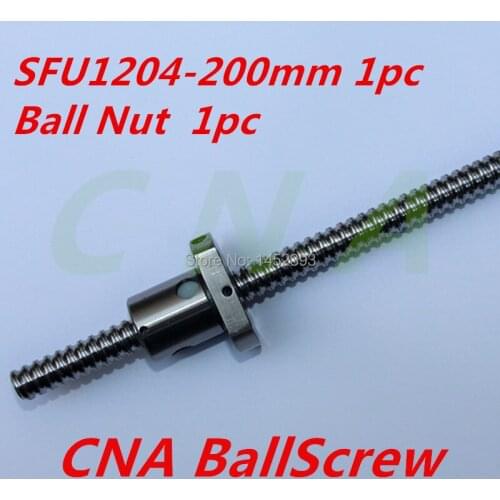 SFU1204 ballscrew 200mm set : 1 pc SFU1204 Ball Screw 200mm + 1 pc 1204 Ball Screw Nut for cnc parts