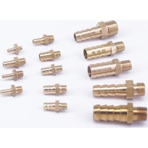 Hose Barb I/D 2.5mm 3mm 4mm 5mm 6mm 8mm 10mm x Metric M5 M6 M8 M10 M12 Male Brass Splicer Coupler Connectors Fittings Plumbing