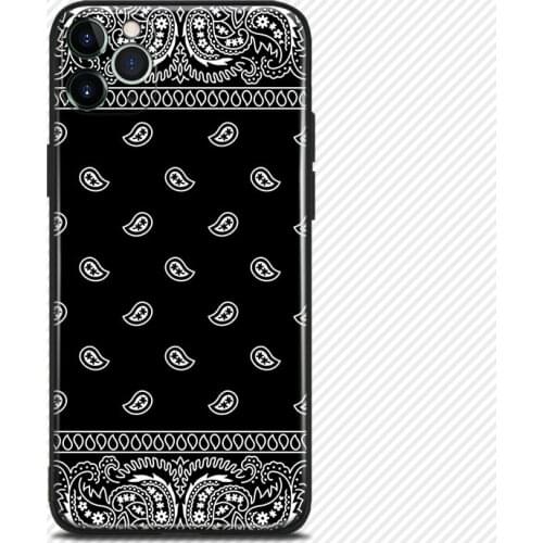 Black Bandana FOR IPhone Se 6 6s 7 8 Plus X Xr Xs 11 12 Mini Pro Max TPU Soft Silicone Phone Case Cover Shell
