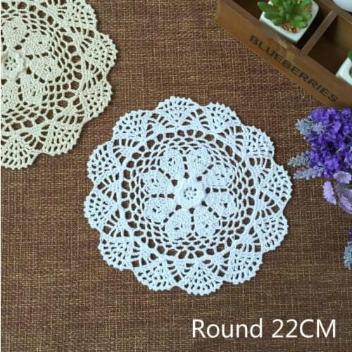 22CM Modern Handmade Cotton Crochet Doilies Table Placemat For Mugs Christmas Glass Coasters Set Wedding Favors Kitchen Gadgets
