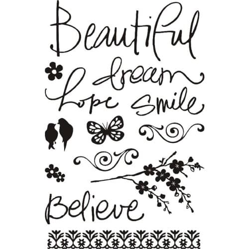 Words Stamps butterfly,bird,flower border stamps for cardmaking