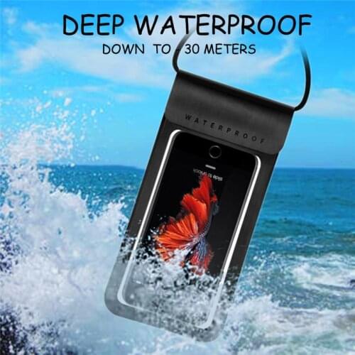 Waterproof Universal Mobile Phone Cover 5/6 inches Outdoor Sports Swimming Beach Drifting Diving Halter Phone Bag Case 4 Colors