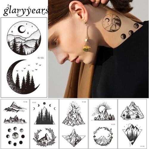 Glaryyears 1 Sheet Mountain Makeup Temporary Tattoo Sticker Hot Fake Flash Waterproof Fashion Small Body Art Men Women RC