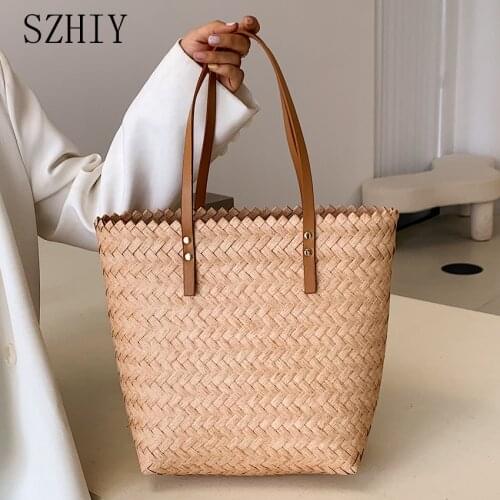 Women Bags Designer Shopper Bolso Mujer Grande Tote Borse Mare Grandi Torebka Pleciona Eco Shoulder Boho Summer Handbag Casual