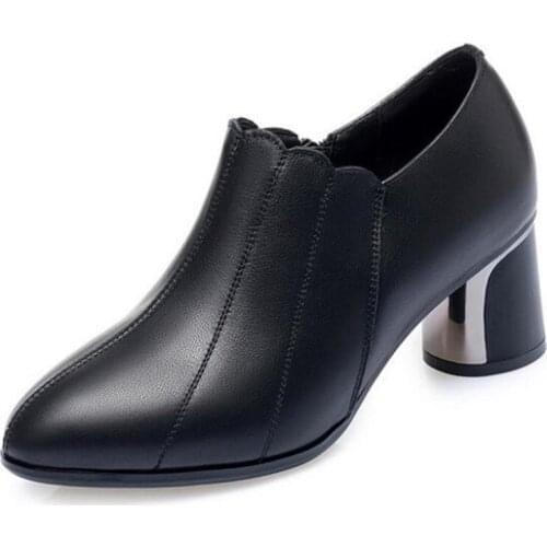 Best Sale 2020 New Top Soft Cowhide Pointed High Heel Shoes Woman Genuine Leather Shoes Soft Comfort Fashion Elegant Women Shoes