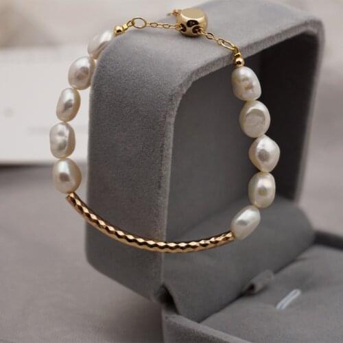 100% Natural Fresh Water Pearl Bracelet For Women Femme Handmade Jewelry Pulseras Mujer Moda 16cm+3cm