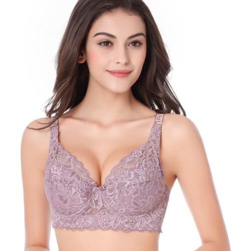 Plus Size 105C 105D Push Up Ultra Thin Sexy Full Lace Coverage Flower Adjustable Bras Intimates 2019 Bowknot Underwire Underwear
