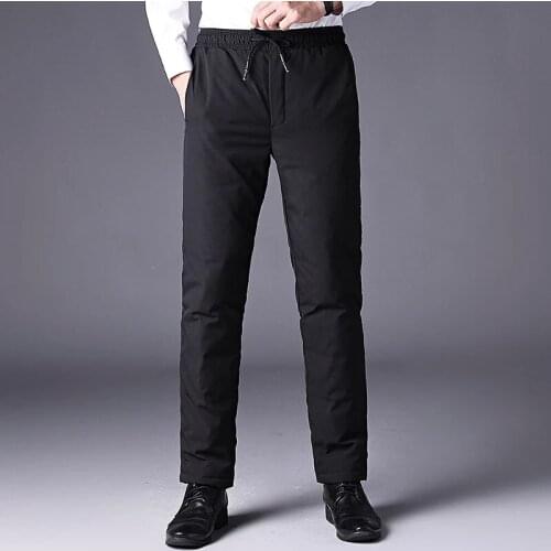 Winter Warm Men White Duck Down Pants Male Outdoor Sports Camping Straight Thermal Down Trousers