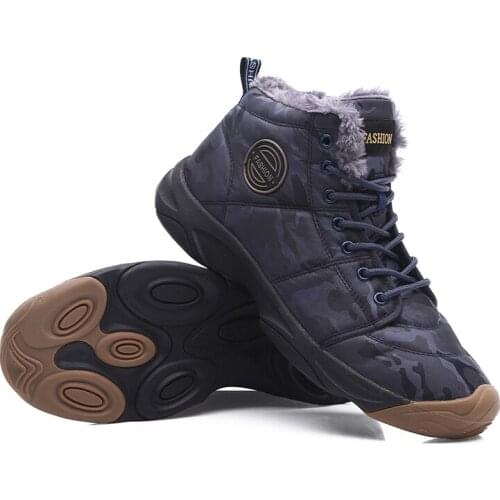 Unisex Winter Non-Leather Casual Shoes Women Outdoor Sport Fur Plush Cotton Warm Men Hiking Boots