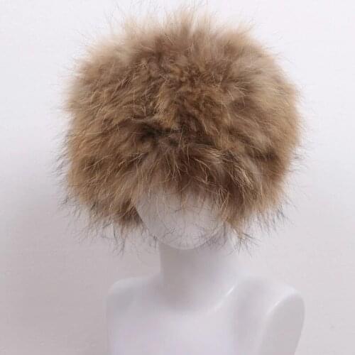 Winter warm women raccoon fur hat ladies natural fur hat