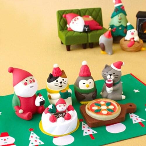 ZOCDOU 1 Piece Resin Succulent Flower Pot Santa Snow Animal Model Small Statue Little Figurine Crafts Figure Ornament Miniatures