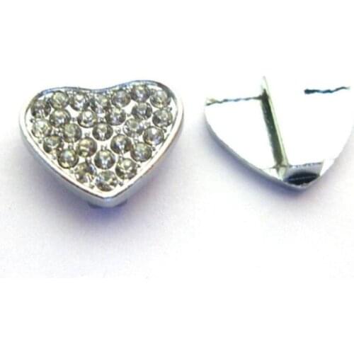 Wholesale 100pcs/lot 10mm full rhinestone heart slide charm fit for 10mm phone strips