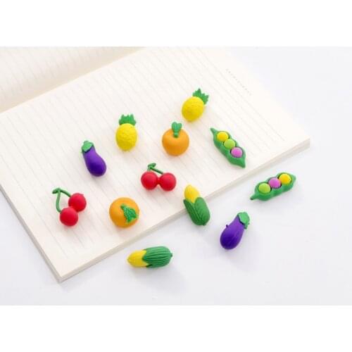 12packs/lot Cute Fruit And Vegetable Eraser Series Funny Student Gift Puzzle Toy Office School Stationery Supplies Free Shipping
