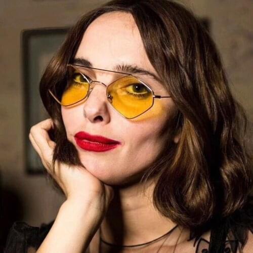 2018 Diamond Shaped Retro Sunglasses Women Small Yellow Vintage Metal Frame Men Unisex Sun Glasses Female UV400 Eyewear