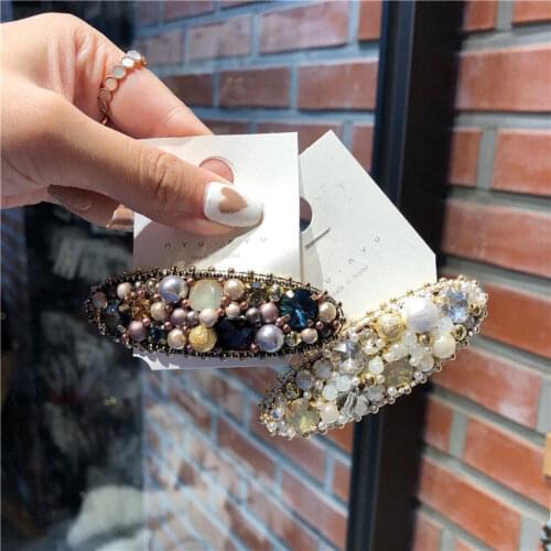 2019 Pearl Rhinestone Hair Clips For Girls Hair Accessories Women Geometric Hairpins Adult Headwear Hair Barrettes