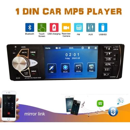 4.1 inch 12V Bluetooth Car Radio 1 din Car Stereo FM Radio MP3 Audio Player 5V Charger USB SD AUX 1 DIN Autoradio Car Mp5 player