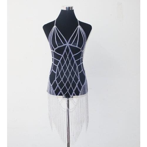 Bohemian Luxury Long Dress Body Chain Sexy Harness Tassel Bra Waist Statement Jewelry For Women Whole Good Quality Body Jewelry