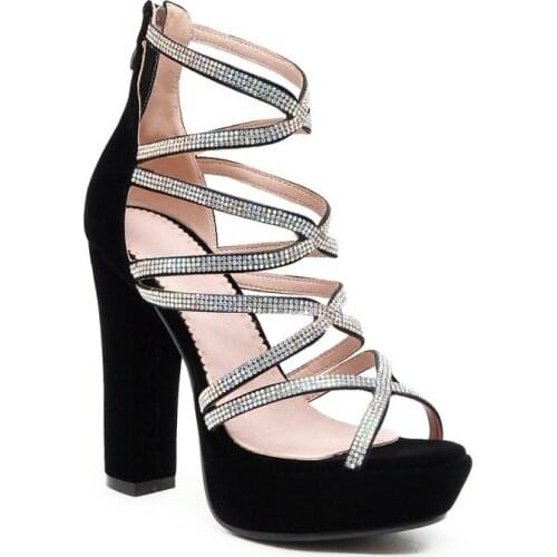 Big Size 9 10 11 12 ladies summer platform sandals women shoes woman Water drill with thin strap bag with back zipper waterproof