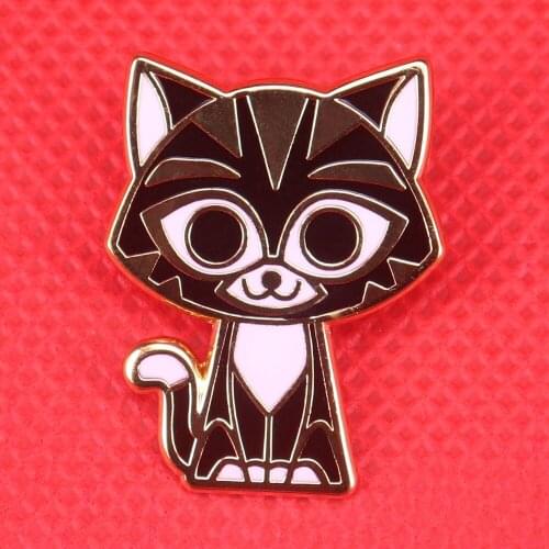 Black and white cat pin cute animal brooch jewelry women shirts jacket accessories men backpack badge