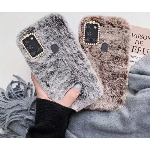 Lovely Plush rabbit Keep warm shockproof protection Back Cover For SamSung A21S A31 A51 A71 A12 A22 A32 A52 A72 A50 A70 Case