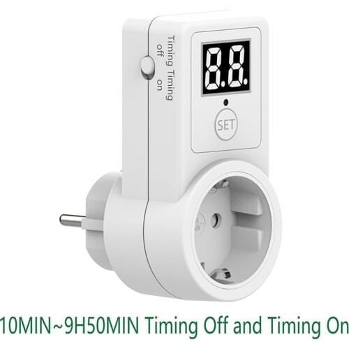 Digital Countdown Timer Switch Universal Socket Plug-in Time Control Phone Battery Electric Car Charge Electric EU Plug 10A