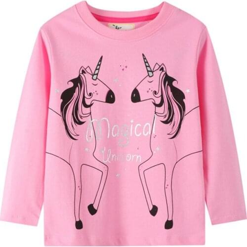 Jumping meters 2020 Long Sleeve T shirt Unicorn Baby Cotton Clothes for Autumn Spring Childrens Tops Blouse Girls