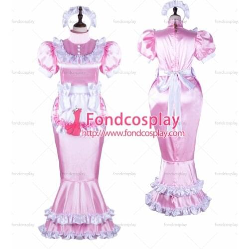 Sissy maid satin dress lockable Uniform cosplay costume Tailor-made[G2361]