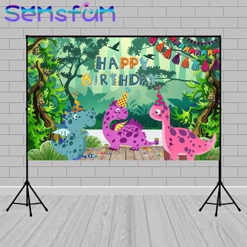 Jungle Safari Party Backdrop Cartoon Dinosaur Baby Shower Boy Birthday Party Photo Background Studio Props Wallpaper