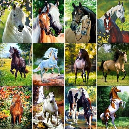 HUACAN Full Square Drill Diamond Embroidery Horse Needlework New Arrival 5D DIY Diamond Painting Animal Craft Kit Decor For Home