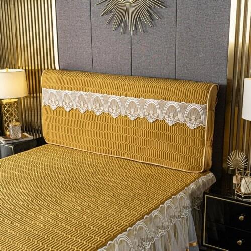 Summer Cool Headboard Cover Slipcover Backrest Protector Dustproof Bed Head Cover with Lace Home Hotel Use