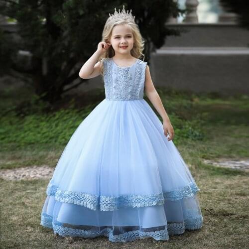 Ceremony Lace Embroidery Girl Dresses Birthday Party Dress Flower Wedding Gown Formal Kids Dresses For Girls Teen Clothes 6 14 Y