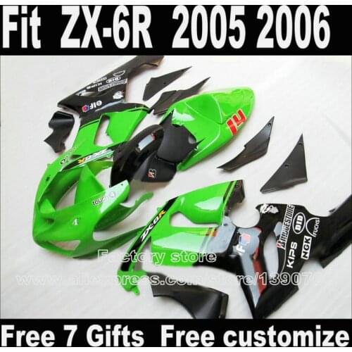Best price Body kit for Kawasaki ZX6R fairing kits 2005 2006 plastic green black Parts 05 06 Ninja 636 fairings DS6