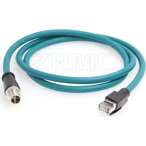 M12 8 Pin X-Code Male to RJ45 Ethernet Network Cat-6 Shielded Cable for Sony Cognex Industrial Camera