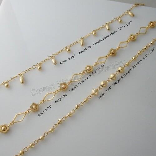 SCRUB BEADS PARTS LINKED BRACELET YELLOW GOLD SOLID GP FILLED BRASS ANKLET BRACELET THREE STYLES AVAILABLE