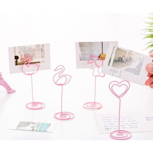 Cute Desk Notes Folder Unicorn Heart Shape Clips Place Card Holder Table Photo Memo Name Clips Message Clips Decoration Supplies