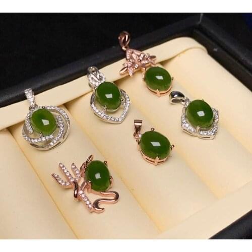 Fashion green Hetian Jade necklace for women jewelry real 925 silver green natural jade soft many styles girl birthday gift