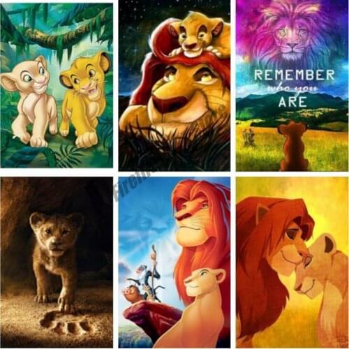 Diamond Painting Disney Cartoon The Lion King Full Square Drill Diamond Embroidery Cross Stitch Kits Fashion Mosaic Home Decor