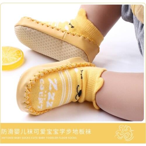 Baby Shoes Socks Cartoon Infant Baby Gift Kids Indoor Floor Socks PU Leather Sole Non-Slip Thick Socks