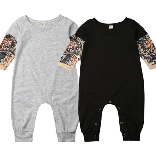 2020 New Newborn Infant Baby Girl Tattoo Long Sleeve Romper Jumpsuit Outfits Sunsuit Clothes 0-3Y