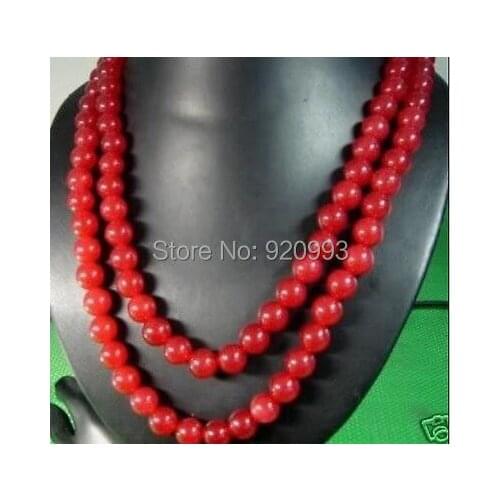 Wholesale&FREE P&P****Long 50" 8mm Natural stone Red natural Round Beads Necklace
