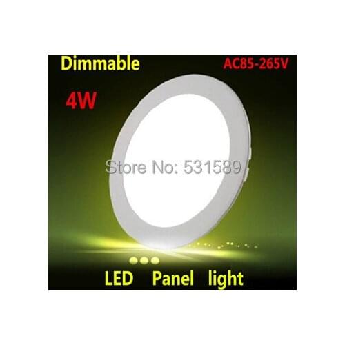 Wholesale 30pcs/Lot 4W Dimmable Round led panel light AC85-265V ceiling Light 320lumens, Free Shipping