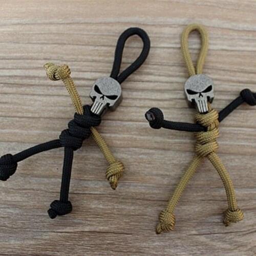 Knife Beads Titanium Alloy Punisher Handmade Umbrella Pendant Skeleton Man EDC Key Pendant