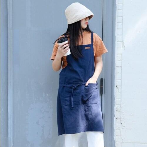 Stripe apron cafe flower shop restaurant apron simple smock cotton back strap apron barber apron Apron dress kitchen supplies