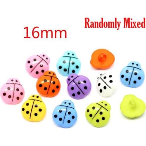 100Pcs Mixed Ladybug Acrylic Sewing Buttons For Cloth Flatback Cabochon Scrapbooking Crafts Knopf Bouton Decor Diy Accessories