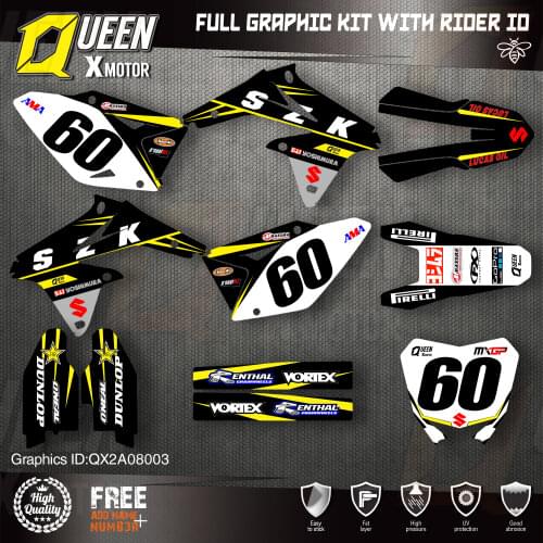 Queen X MOTOR Custom Team Graphics Decals Stickers Kit For SUZUKI Decal 2008-2017 RMZ450 003
